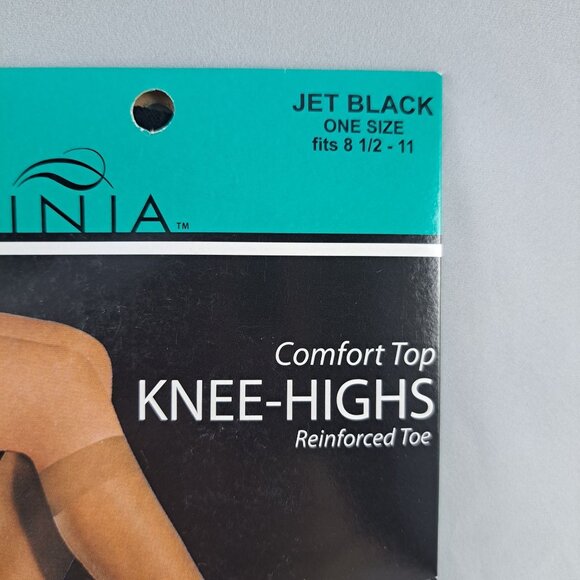 Ravinia Comfort Top Knee Highs Jet Black One Size 8.5-11 Womens Hosiery - Picture 2 of 5